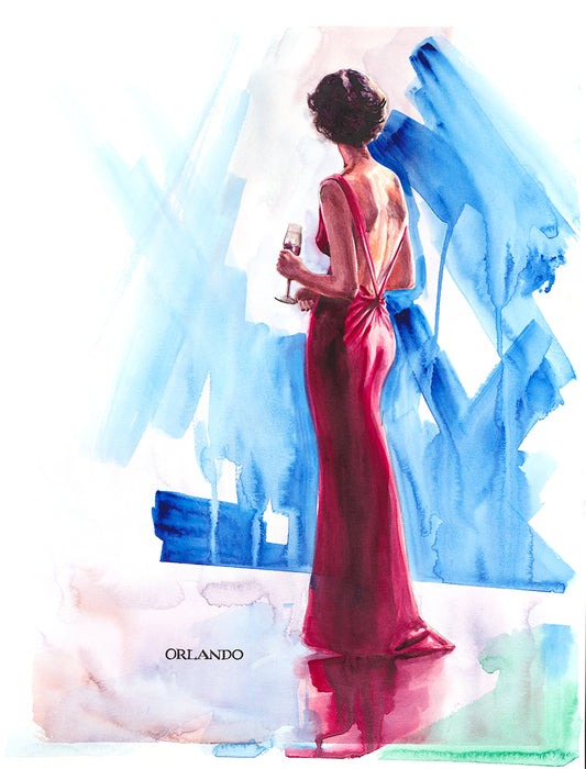 Lady in Red Watercolor